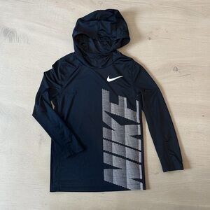 Nike Black Hooded Long Sleeve with Vertical Graphic